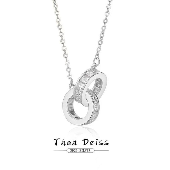 Women's S925 Silver Geometric Ring Pendant Necklace