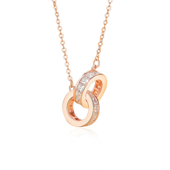 Women's S925 Silver Geometric Ring Pendant Necklace