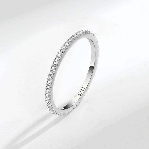 Women's S925 Silver Geometric Single Row Diamond Tail Ring With Electroplating