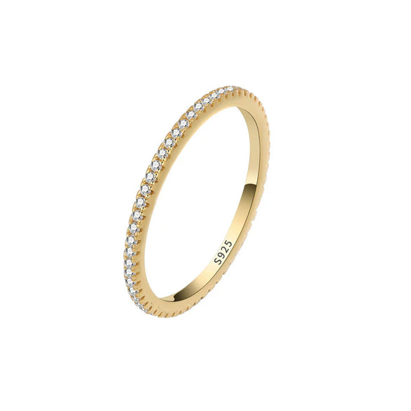 Women's S925 Silver Geometric Single Row Diamond Tail Ring With Electroplating
