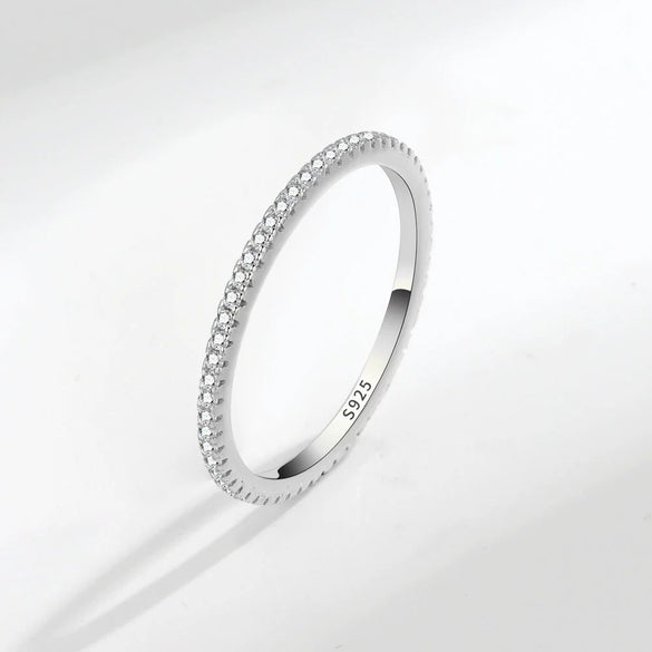 Women's S925 Silver Geometric Single Row Diamond Tail Ring With Electroplating