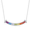 Women's S925 Silver Geometric Style Rainbow Zircon Cross Chain Necklace