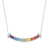 Women's S925 Silver Geometric Style Rainbow Zircon Cross Chain Necklace