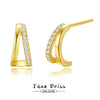 Women's S925 Silver Geometric Triangle Diamond Cut Out Electroplated Earrings