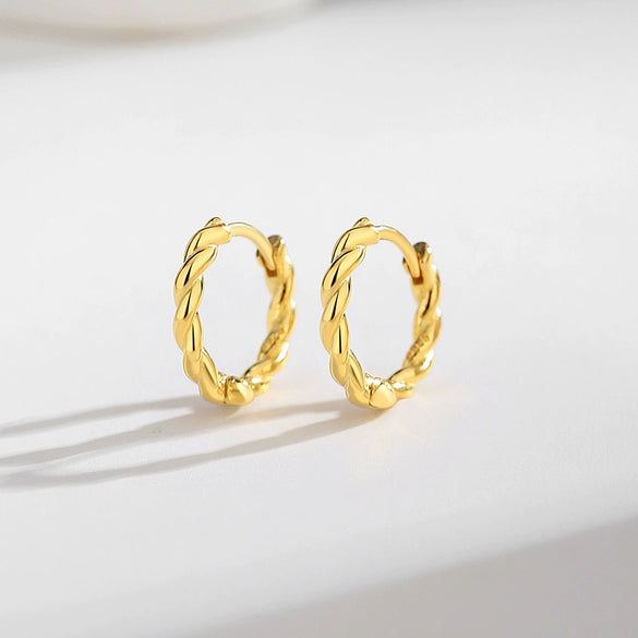 Women's S925 Silver Geometric Twist Ring Earrings With Electroplating