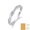 Women's S925 Silver Geometric Twisted Edge Ring Set With Diamonds