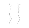 Women's S925 Silver Geometric Wave Tassel Earrings With Bead Ball Pendant Simple Elegant Ear Jewelry