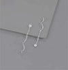 Women's S925 Silver Geometric Wave Tassel Earrings With Bead Ball Pendant Simple Elegant Ear Jewelry