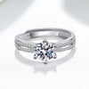Women's S925 Silver Geometric Zircon Ring Sweet Romantic Six Claw Setting Electroplated Adjustable Open Wedding Jewelry