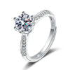 Women's S925 Silver Geometric Zircon Six Claw Wedding Ring Adjustable Electroplated Diamond Style Jewelry