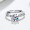 Women's S925 Silver Geometric Zircon Six Claw Wedding Ring Adjustable Electroplated Diamond Style Jewelry