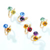 Women's S925 Silver Gold Plated Geometric Diamond Opening Finger Ring