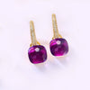 Women's S925 Silver Gold Plated Purple Candy Geometric Elegant Earrings