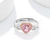Women's S925 Silver Heart Ring With Zircon Inlay Electroplated Adjustable Open Ring