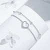 Women's S925 Silver Heartshaped Doublelayer Bracelet With Motherofpearl Electroplated Hand Jewelry