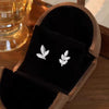 Women's S Silver Leaf Stud Earrings Light Luxury Plant Design Electroplated Silver Ear Pins