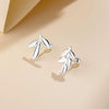 Women's S Silver Leaf Stud Earrings Light Luxury Plant Design Electroplated Silver Ear Pins