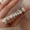 Women's S925 Silver Light Luxury Geometric Ice Flower Zircon High Carbon Ring Set