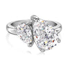 Women's S925 Silver Light Luxury Geometric Ice Flower Zircon High Carbon Ring Set