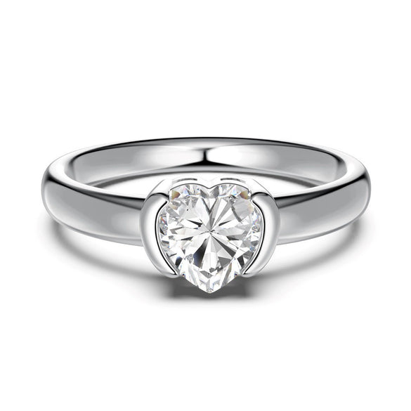 Women's S925 Silver Light Luxury Geometric Ice Flower Zircon High Carbon Ring Set