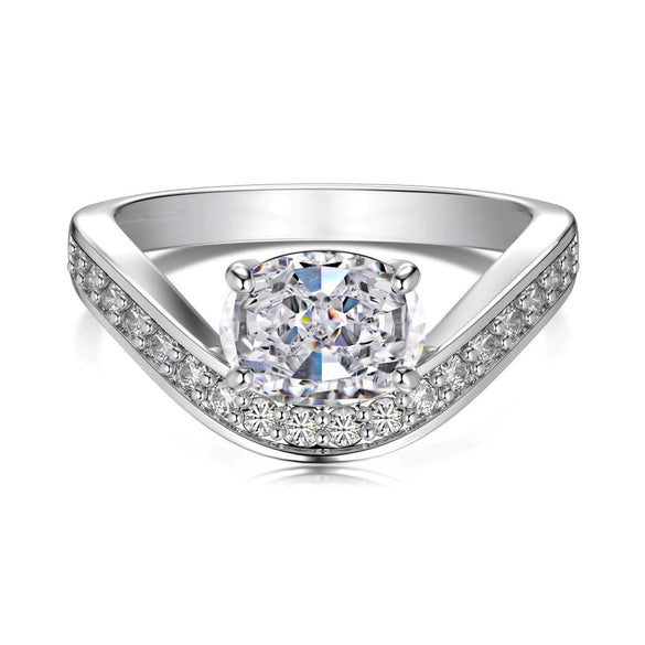 Women's S925 Silver Light Luxury Geometric Ice Flower Zircon High Carbon Ring Set