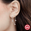 Women's S925 Silver Minimalist Circle Pendant Tassel Stacked Ear Pin Ear Studs With Geometric Design