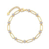 Women's S925 Silver Moissanite Inlaid Geometric Loop Chain Bracelet