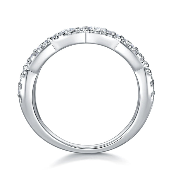 Women's S925 Silver Moissanite Inlaid Geometric Ring Luxury Highend