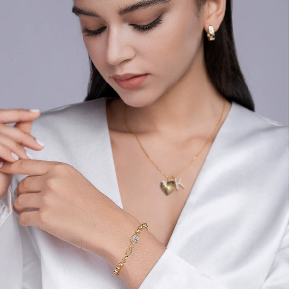 Women's S925 Silver Moissanite Inlay Geometric Round Bead Fashion Bracelet