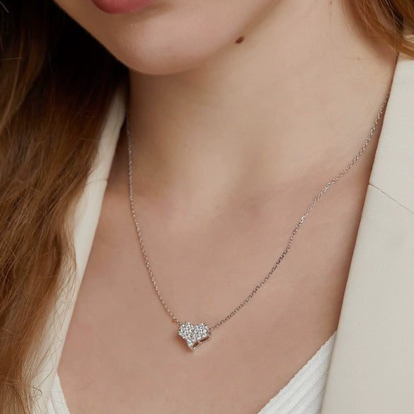 Women's S925 Silver Moissanite Necklace With Diamond And Geometric Design