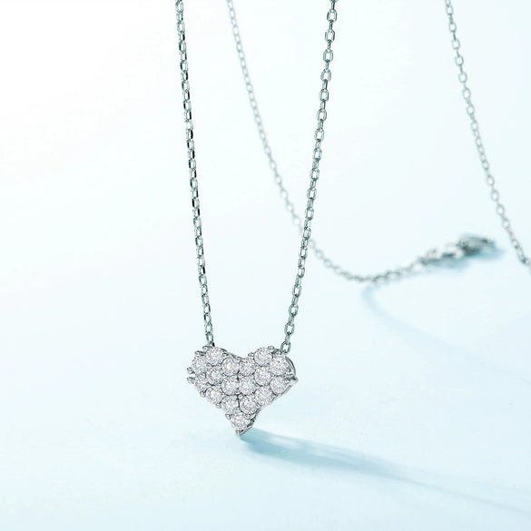 Women's S925 Silver Moissanite Necklace With Diamond And Geometric Design