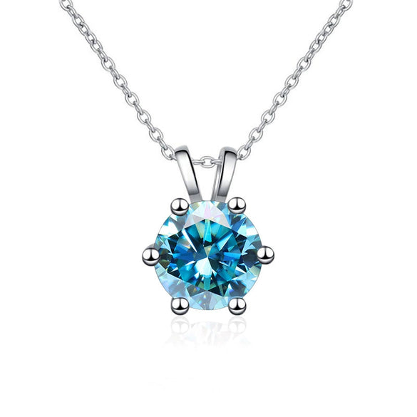 Women's S925 Silver Moissanite Pendant Necklace With Animal Zodiac Pattern And Round Shape Set With Precious Stones