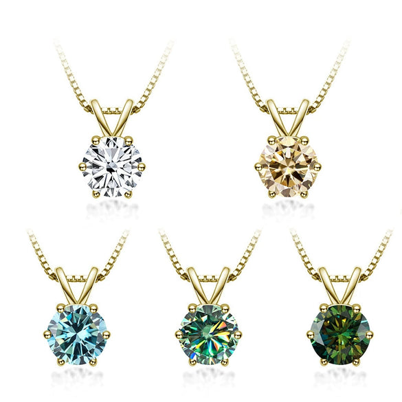 Women's S925 Silver Moissanite Pendant Necklace With Animal Zodiac Pattern And Round Shape Set With Precious Stones