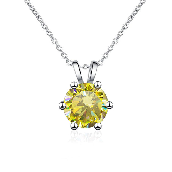 Women's S925 Silver Moissanite Pendant Necklace With Animal Zodiac Pattern And Round Shape Set With Precious Stones