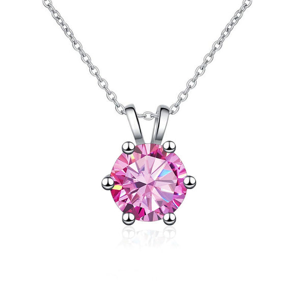 Women's S925 Silver Moissanite Pendant Necklace With Animal Zodiac Pattern And Round Shape Set With Precious Stones