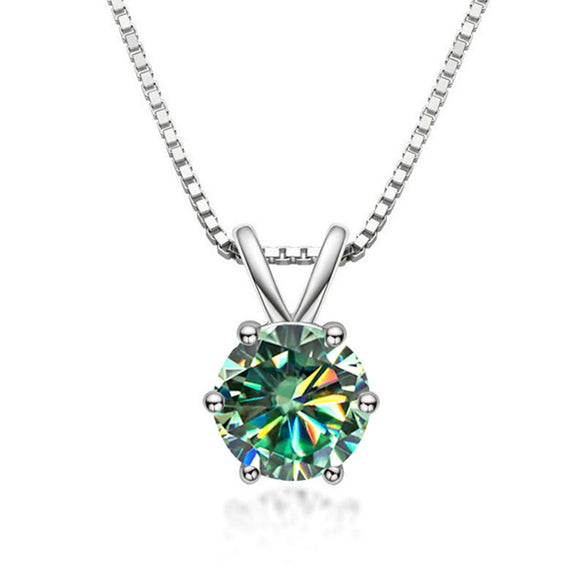 Women's S925 Silver Moissanite Pendant Necklace With Animal Zodiac Pattern And Round Shape Set With Precious Stones