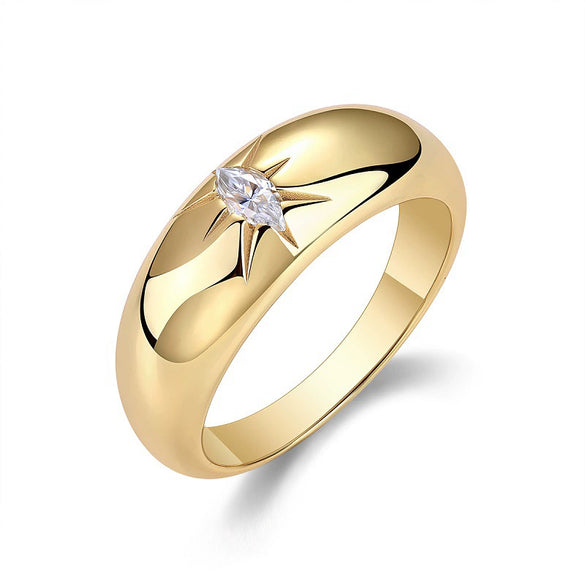 Women's S925 Silver Moissanite Ring Geometric Style Set With Diamonds