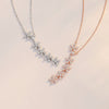 Women's S925 Silver Natural Plant Flowers Geometry Pendant Necklace With Micro Diamond And Cross Chain