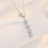 Women's S925 Silver Natural Plant Flowers Geometry Pendant Necklace With Micro Diamond And Cross Chain