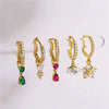 Women's S925 Silver Needle And Copper Earrings With Zirconia Geometric And Ushaped Dropshaped Design