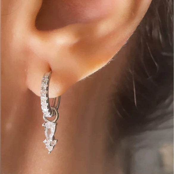 Women's S925 Silver Needle And Copper Earrings With Zirconia Geometric And Ushaped Dropshaped Design