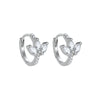 Women's S925 Silver Needle And Copper Flower Design Earrings With Marquise Zircon Microencrusted And Electroplating