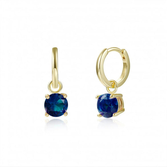 Women's S925 Silver Needle Copper Round Zircon Earrings Inlaid With Colorful Rhinestones Geometric Style