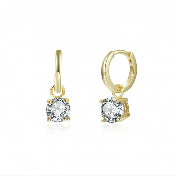 Women's S925 Silver Needle Copper Round Zircon Earrings Inlaid With Colorful Rhinestones Geometric Style