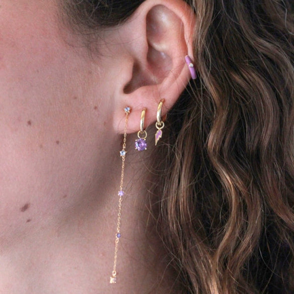 Women's S925 Silver Needle Copper Round Zircon Earrings Inlaid With Colorful Rhinestones Geometric Style