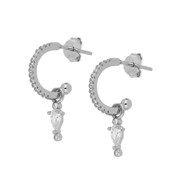Women's S925 Silver Needle Copper Zircon Dropshaped Ushaped Geometric Pendant Earrings With Diamond Inlay