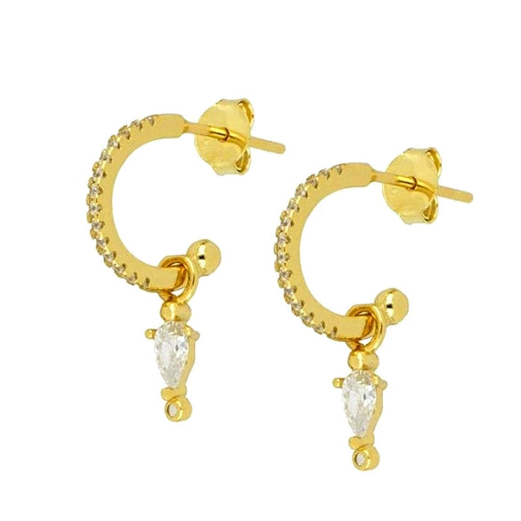 Women's S925 Silver Needle Copper Zircon Dropshaped Ushaped Geometric Pendant Earrings With Diamond Inlay