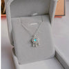 Women's S Silver Peace Lock Necklace With Zircon Moonstone Geometric Pendant Retro Light Luxury Electroplated Clavicle Cross Chain