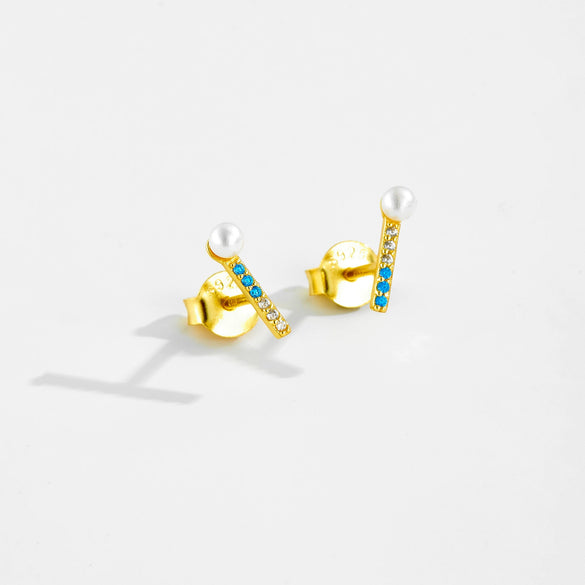 Women's S925 Silver Pearl Pendant Earrings With Geometric Fashion Design And Platinum 18K Gold Electroplating