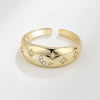 Women's S925 Silver Retro Light Luxury Geometric Star And Moon Adjustable Open Ring With Electroplated Finish
